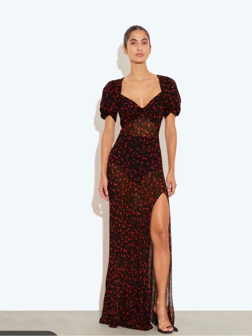 Rat & Boa Black Maxi Dress with Red Print ,